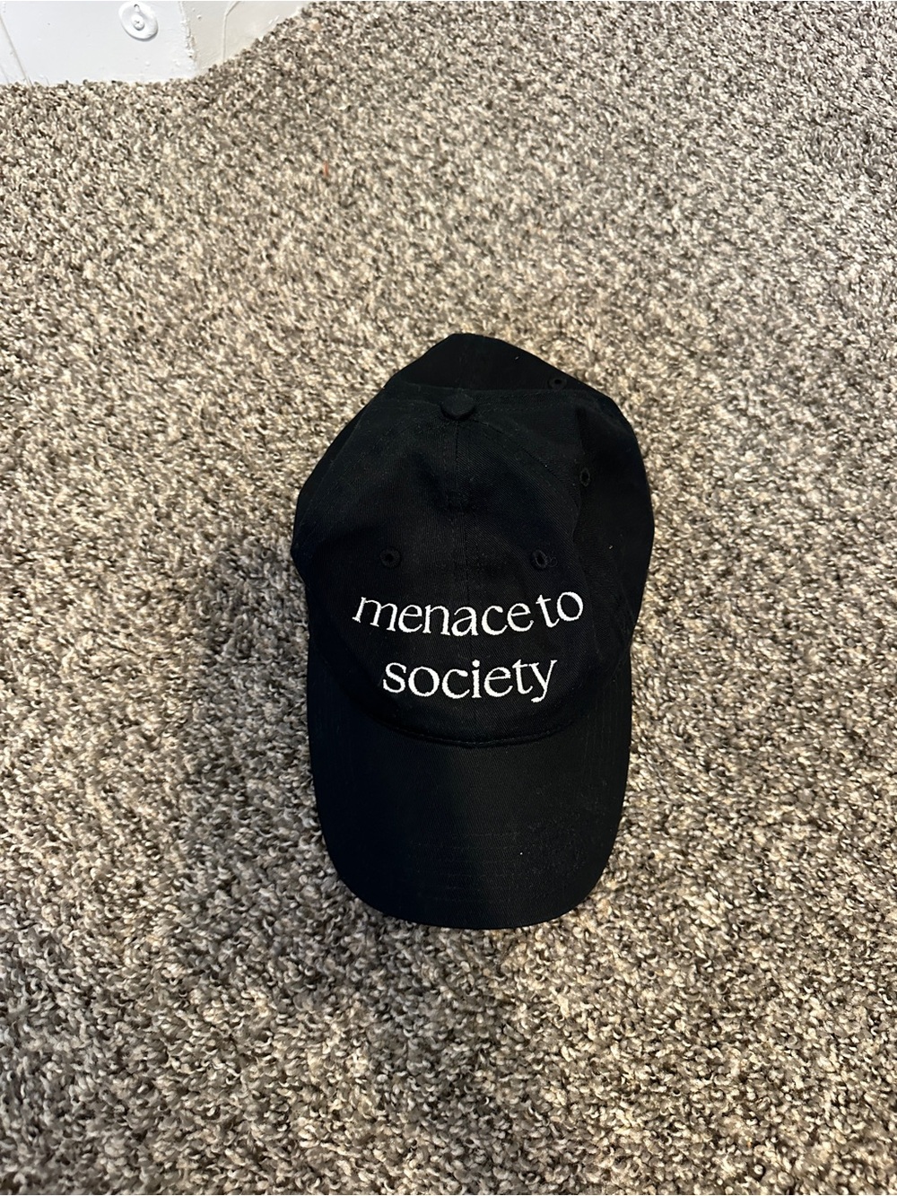 Champion Men’s Adjustable Baseball Cap Black Embroidered Menace To Society